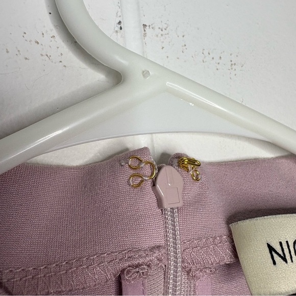 NICHOLAS Light Pink Stretchy Ruched Crop Top Tie Front 2 Australian Designer - Picture 5 of 9